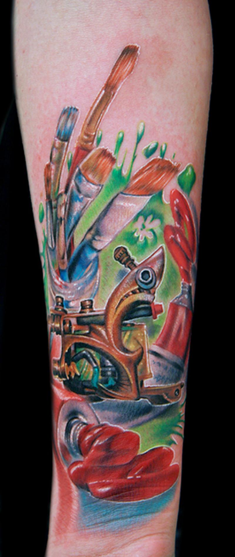 Tattoo machine and paint by Cecil Porter Tattoos